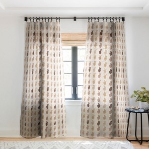 Iveta Abolina Peace Hands Tan 120" x 50" Single Panel Sheer Window Curtain - Deny Designs - 1 of 4