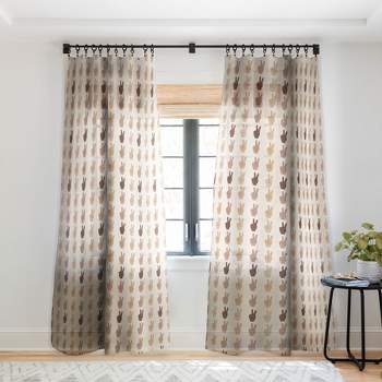 Iveta Abolina Peace Hands Tan 120" x 50" Single Panel Sheer Window Curtain - Deny Designs