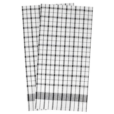 Black and White Checkered Cotton Kitchen Towel Set