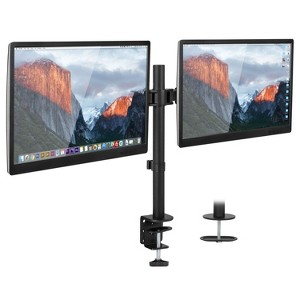 Mount-It! Dual Monitor Mount | Double Monitor Desk Stand | Two Full Motion Adjustable Arms Fit 2 Computer Screens 17 - 32 in. | C-Clamp & Grommet Base - 1 of 4