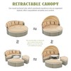 Patio Furniture Round Outdoor Sectional Sofa Set Rattan Daybed Two-Tone Weave Sunbed with Retractable Canopy, Separate Seating and Removable Cushion - 3 of 4