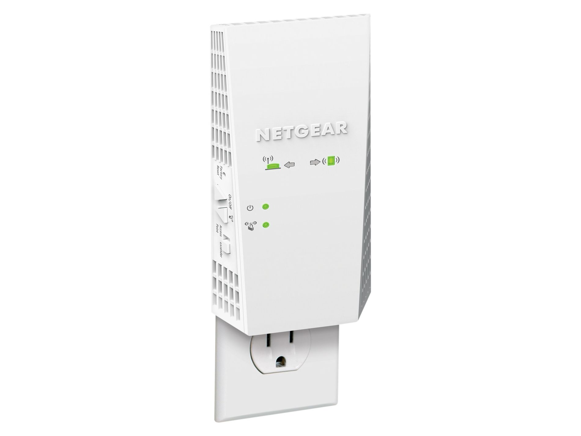 Netgear AC1900 Mesh WiFi Range Extender Essential Edition - White (EX6400): Universal Ethernet Port, WPA2 Security