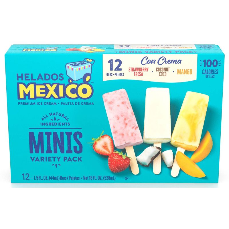 Helados Mexico Frozen Minis Fruit &#38; Cream Variety Bars - 12ct, 1 of 4