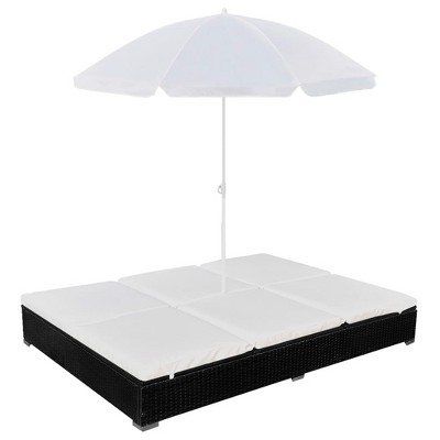 vidaXL Sun Lounger Black PE rattan 78.7x55.1 in Outdoor Lounge Bed