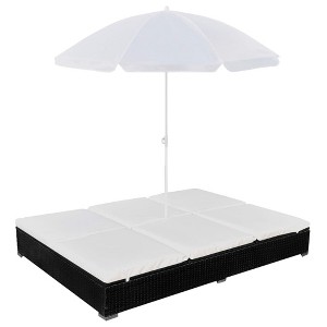 vidaXL Sun Lounger Black PE rattan 78.7x55.1 in Outdoor Lounge Bed - 1 of 2