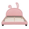 CAVINAS Twin/Full Size Upholstered Leather Platform Bed with Rabbit Headboard,Wooden Bed Frame for Kids Room,Bedroom - 3 of 4