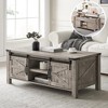 OKD 48" Farmhouse Lift Top Coffee Table with Sliding Barn Door & Adjustable Shelf - 2 of 4