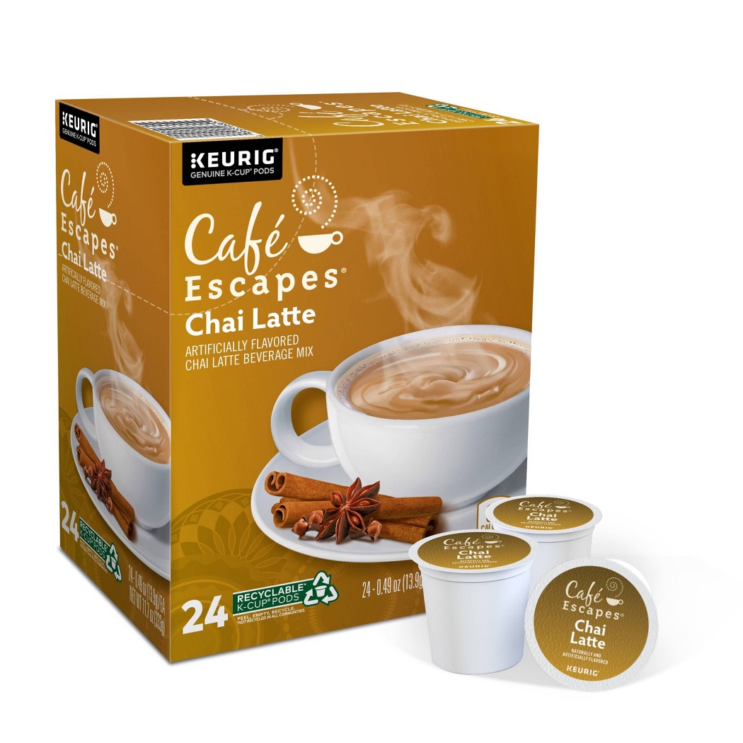 Cafe Escapes Chai Latte Dark Roast Coffee Pods 24ct