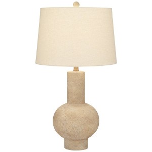 360 Lighting Sandstone Gourd 27" Tall Farmhouse Rustic Modern Coastal Table Lamp Brown Single Beige Shade Living Room Bedroom Bedside Nightstand House - 1 of 4