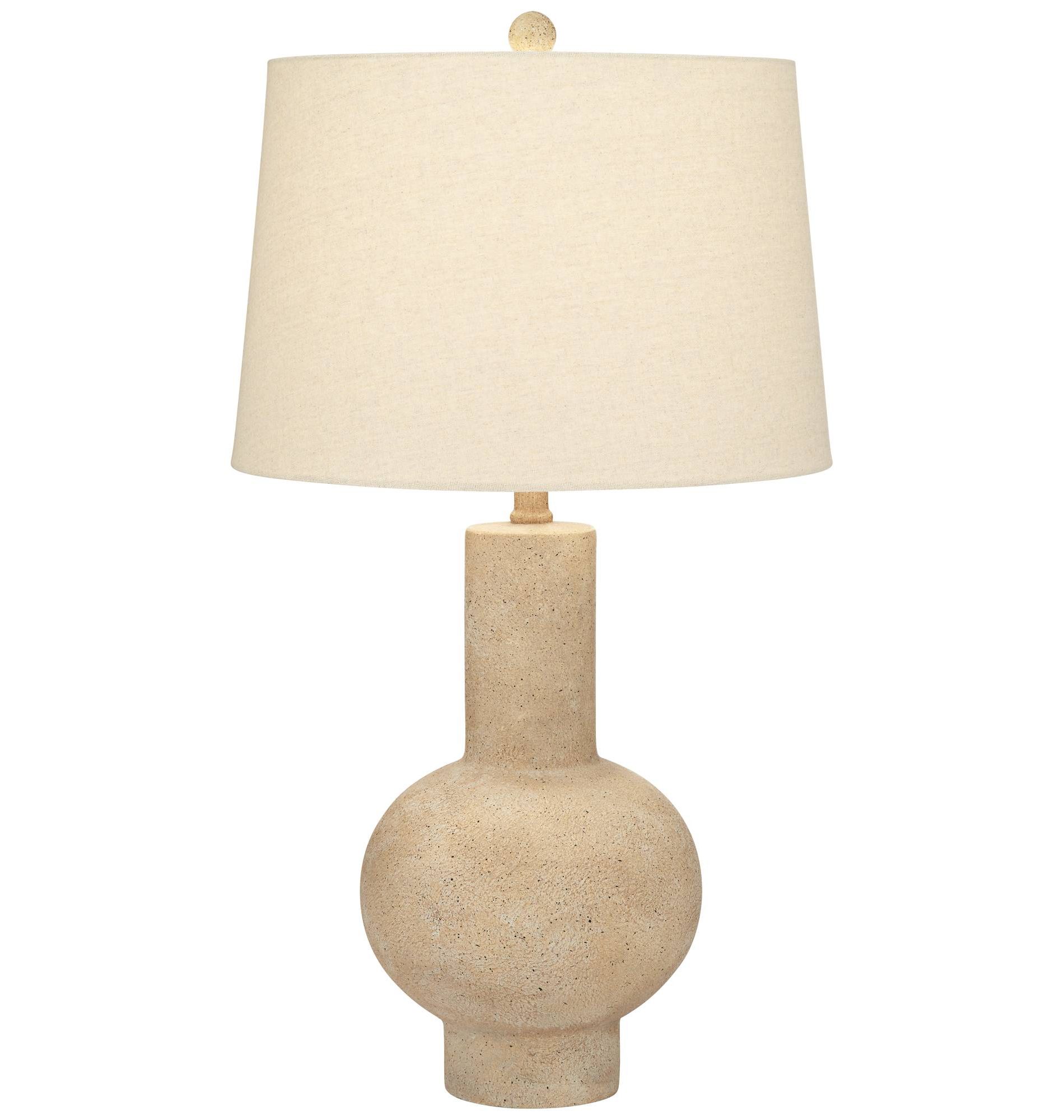 360 Lighting Sandstone Gourd 27" Tall Farmhouse Rustic Modern Coastal Table Lamp Brown Single Beige Shade Living Room Bedroom Bedside Nightstand House