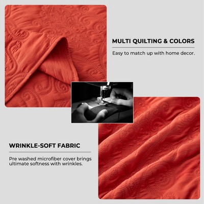 Reversible Microfiber Full/Queen Quilt Set in Rich Red
