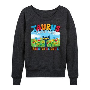Women's - Pete the Cat - Taurus Lightweight French Terry Wide Neck Long Sleeve Shirt - 1 of 4