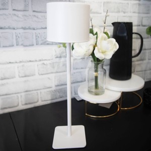 National Brand Portable and Rechargeable LED Touch Lamp with Circular White Metal Shade - 1 of 3