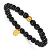Chisel Stainless Steel Polished Yellow IP-plated 6mm Black Agate Beaded 6.25" Stretch Bracelet - 2 of 4