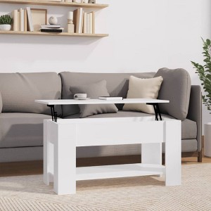 vidaXL Coffee Table White Engineered wood Adjustable Armrests - 1 of 4