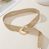 Anna-Kaci Women's Woven Belt with Oversized Buckle and Textured Weave Design 41.5x1.5in - Gold - 3 of 4