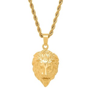 Steeltime 30" 18k gold plated stainless steel lion's head pendant - 1 of 4