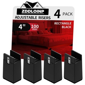 Aoibox Adjustable Bed Risers 4 Inch Heavy Duty Screw Clamp Fit 0-1.5 In Frame Support 5000lbs Table Cabinet 4 Pack Black - 1 of 4