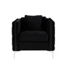 Velvet Chair with Tufted Seat, Nailhead Trim, Pocket Coil Cushion and Throw Pillow for Living Room - 2 of 4