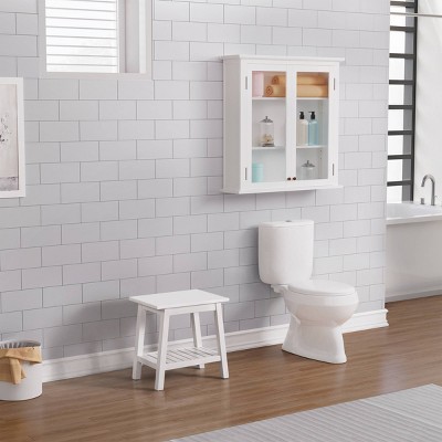 Dorset Bench with Cushion White - Alaterre Furniture: Upholstered Rectangle, Wood Frame, Polyester Textile, Spot Clean