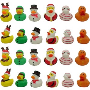 4E's Novelty 24 Pack Christmas Rubber Ducks Bulk - Holiday Themed Christmas Ducks for Jeeps & Bath Toys, Stocking Stuffers & Kids Classroom Favors - 1 of 4