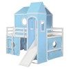 NicBex Twin Size Solid Wood House Loft Bed with Slide & Colorful Tent & Tower Design,Modern Bed Frame for Kids Room,Bedroom - 4 of 4