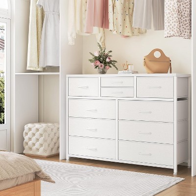 Garvee 10 Drawers Dresser for Bedroom, Entertainment Center TV Stand for 55” TV, Fabric Chest of Drawers with Storage Drawers