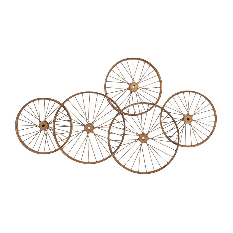 Metal Bike Wheels Wall Decor Copper - Olivia &#38; May, 1 of 7