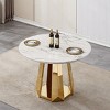 46" Round Dining Table,Modern Kitchen Table with High Gloss Marble Top and Stainless Steel Base for Dining Room,Kitchen - Maison Boucle - 2 of 4