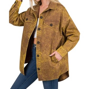 Women's Oversized Vintage Washed Shacket - ZENANA - 1 of 2