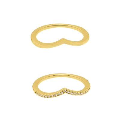 Adornia 14k Gold Plated Chevron Pair of Rings