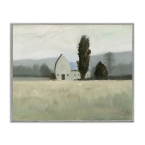 Stupell Industries Farmside Landscape White Barn Green Meadow Framed Giclee Art - 1 of 4