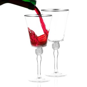 Berkware Luxurious Sparkling Studded Wine Goblet with Elegant Rim Design - 14.7oz - 1 of 4