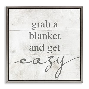Stupell Industries Grab Blanket Get Cozy Phrase Floating Frame Canvas Art - 1 of 4