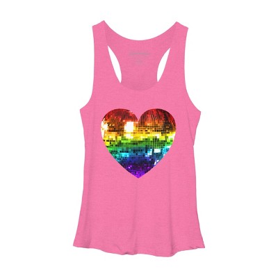 Adult Design By Humans Rainbow Disco Ball Heart By melvillesRacerback Tank Top