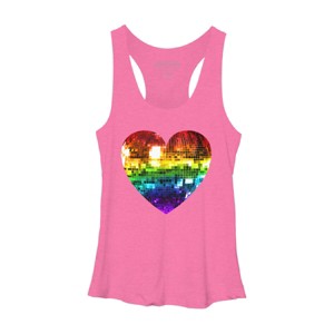 Adult Design By Humans Rainbow Disco Ball Heart By melvillesRacerback Tank Top - 1 of 2