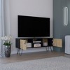 47.6" Manufactured Wood Hairpin Legs TV Rack with 2 Doors, Open Shelves, and Retro-Chic Design for Living Room and Bedroom - 3 of 4