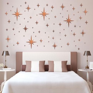 82pcs Acrylic Meteor Star Mirror Wall Stickers - Self-Adhesive, Waterproof, Children Room Decor, Kindergarten Wall Art, Bedroom Decoration - 1 of 4