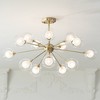 Possini Euro Design Modern Ceiling Light Semi Flush Mount Fixture Sputnik Brass 30 1/2" Wide 15-Light Double Glass Ball Hallway - 2 of 4