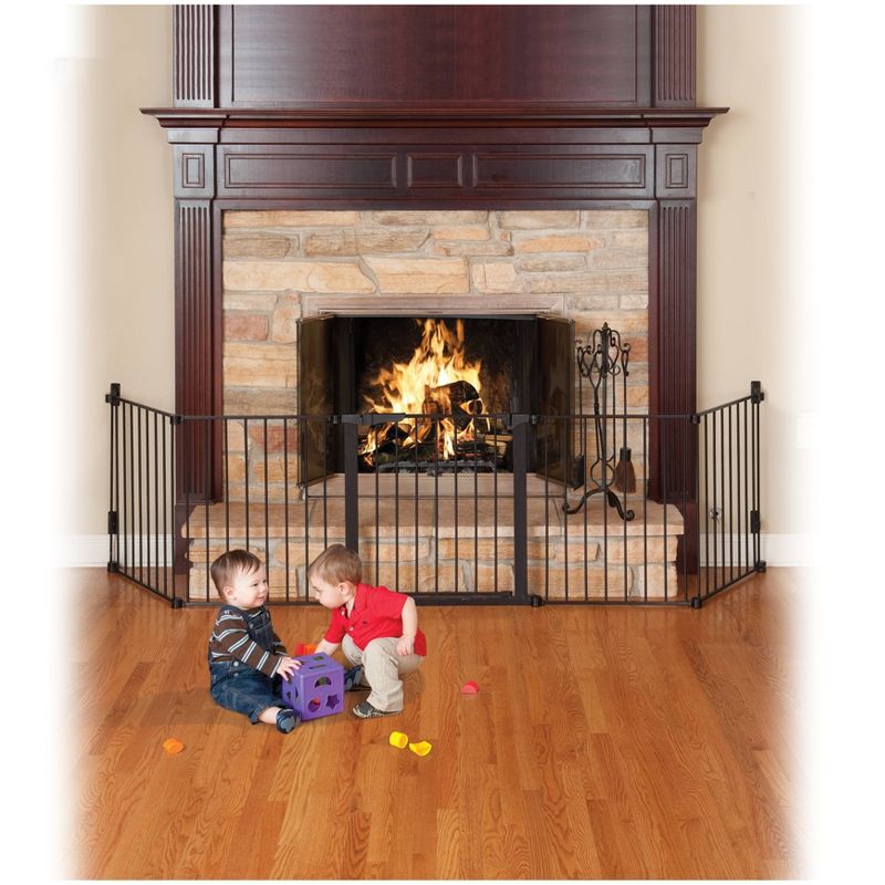 KidCo Auto Close Hearth Baby Gate with Two 24&#34; Extensions (Total width up to 176&#34;) - Black, 4 of 10