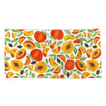Cat Coquillette Peaches Green Leaves Beach Towel - Deny Designs