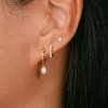 3 Pairs Small Gold Hoop Earring, 14K Gold Plated Earring Stacks Butterfly Heart Star Moon Bow Four Leaf Rhombus Round CZ Pearl - 2 of 4