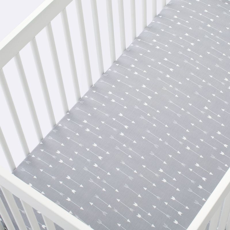 Fitted Crib Sheet Arrows - Cloud Island&#8482; Gray, 4 of 9