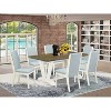 HomeStock 7-Piece Distressed Jacobean Finish Solid Wood Top Dining Table with 6-Parson Chairs - 2 of 4