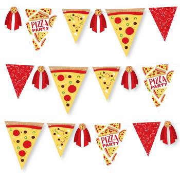 Big Dot of Happiness Pizza Party Time - DIY Baby Shower or Birthday Party Pennant Garland Decoration - Triangle Banner - 30 Pieces