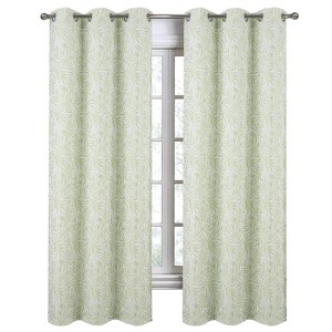 RT Designers Collection Liana Jacquard Grommet Curtain Panel Pair 36" x 84" Sage - 1 of 4