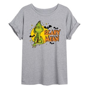 Women's - Dr. Seuss - The Grinch Halloween Scary Mean Oversized Graphic T-Shirt - 1 of 4