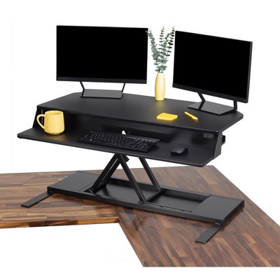 FlexPro Premier Electric Height Adjustable Corner Desk – 39.25” Standing Desk Converter – Black – Stand Steady