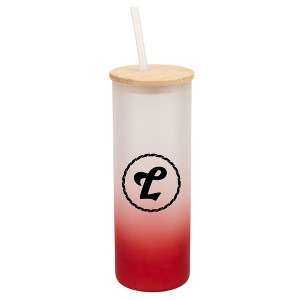 Elanze Designs L Monogram Letter Initial Rope Circle Wrap-Around Design 25 Ounce Frosted Gradient Glass On-The-Go Coffee Travel Skinny Tumbler Mug - 1 of 1