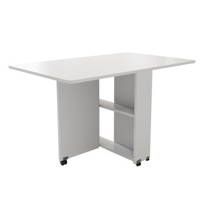 Dexmalle Folding Drop Leaf Dining Table with 6 Wheels and 2-Layer Storage Shelf - 1 of 4